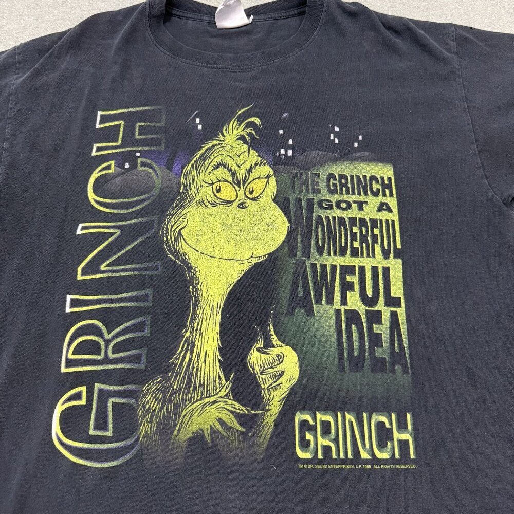 1999 Grinch T-shirt Mens Size XL Black Holiday Y2k Streetwear - Picture 2 of 6